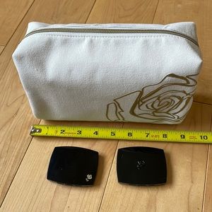 Lancôme makeup bag, powder blush and eyeshadow